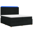 LED boksmadrasseng med madras Sort 200 x 200 cm Stof