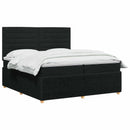 LED boksmadrasseng med madras Sort 200 x 200 cm Stof