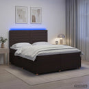 LED boksmadrasseng med madras Mørk Brun 200 x 200 cm Stof