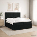 LED boksmadrasseng med madras Sort 200 x 200 cm Stof