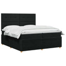 LED boksmadrasseng med madras Sort 200 x 200 cm Stof
