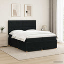 LED boksmadrasseng med madras Sort 200 x 200 cm Stof