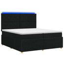 LED boksmadrasseng med madras Sort 200 x 200 cm Stof