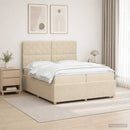 LED boksmadrasseng med madras Cremefarvet 200 x 200 cm Stof