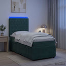 LED boksmadrasseng med madras Mørkegrøn 80 x 200 cm Fløjl