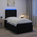 LED boksmadrasseng med madras Sort 120 x 190 cm Fløjl