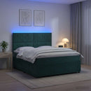 LED boksmadrasseng med madras Mørkegrøn 140 x 200 cm Fløjl