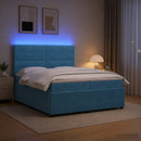 LED boksmadrasseng med madras Blå 200 x 200 cm Fløjl