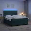 LED boksmadrasseng med madras Mørkegrøn 200 x 200 cm Fløjl