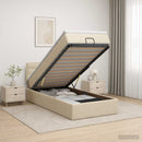 Ottoman seng med madras og LED Cremefarvet 100 x 200 cm Stof