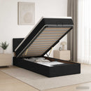 Ottoman seng med madras og LED Sort 90 x 190 cm Stof