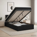 Ottoman seng med madras og LED Sort 120 x 200 cm Stof