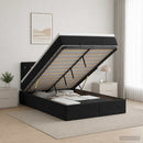 Ottoman seng med madras og LED Sort 120 x 200 cm Velour