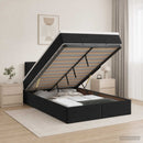Ottoman seng med madras og LED Sort 120 x 200 cm Velour