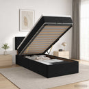 Ottoman seng med madras og LED Sort 90 x 190 cm Velour