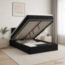 Ottoman seng med madras og LED Sort 120 x 200 cm Velour