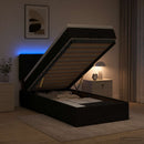 Ottoman seng med madras og LED Sort 100 x 200 cm Stof