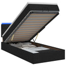 Ottoman seng med madras og LED Sort 100 x 200 cm Stof