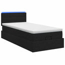 Ottoman seng med madras og LED Sort 100 x 200 cm Stof