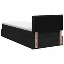 Ottoman seng med madras og LED Sort 100 x 200 cm Stof