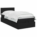 Ottoman seng med madras og LED Sort 100 x 200 cm Stof
