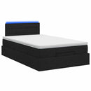Ottoman seng med madras og LED Sort 120 x 190 cm Stof