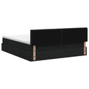Ottoman seng med madras og LED Sort 140 x 190 cm Stof