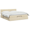 Ottoman seng med madras og LED Cremefarvet 140 x 190 cm Stof