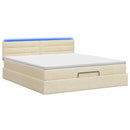 Ottoman seng med madras og LED Cremefarvet 140 x 200 cm Stof