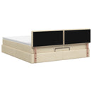 Ottoman seng med madras og LED Cremefarvet 140 x 200 cm Stof