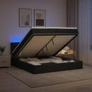 Ottoman seng med madras og LED Sort 140 x 190 cm Stof