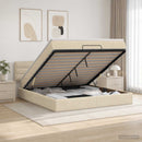 Ottoman seng med madras og LED Cremefarvet 140 x 190 cm Stof