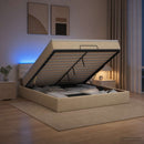 Ottoman seng med madras og LED Cremefarvet 140 x 200 cm Stof