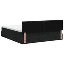 Ottoman seng med madras og LED Sort 200 x 200 cm Stof