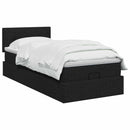 Ottoman seng med madras og LED Sort 90 x 190 cm Stof