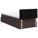 Ottoman seng med madras og LED Mørk Brun 100 x 200 cm Stof
