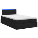 Ottoman seng med madras og LED Sort 120 x 190 cm Stof