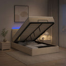 Ottoman seng med madras og LED Cremefarvet 120 x 190 cm Stof