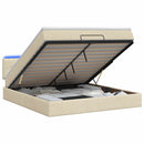Ottoman seng med madras og LED Cremefarvet 140 x 190 cm Stof