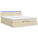 Ottoman seng med madras og LED Cremefarvet 140 x 190 cm Stof