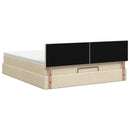 Ottoman seng med madras og LED Cremefarvet 140 x 190 cm Stof