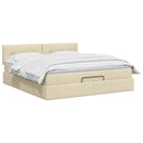 Ottoman seng med madras og LED Cremefarvet 140 x 200 cm Stof