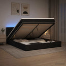 Ottoman seng med madras og LED Sort 160 x 200 cm Stof