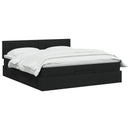 Ottoman seng med madras og LED Sort 180 x 200 cm Stof