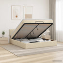 Ottoman seng med madras og LED Cremefarvet 180 x 200 cm Stof