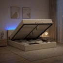 Ottoman seng med madras og LED Cremefarvet 140 x 190 cm Stof