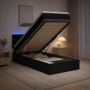 Ottoman seng med madras og LED Sort 100 x 200 cm Stof