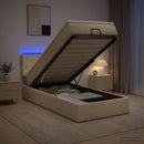 Ottoman seng med madras og LED Cremefarvet 80 x 200 cm Stof