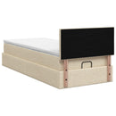 Ottoman seng med madras og LED Cremefarvet 80 x 200 cm Stof