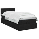 Ottoman seng med madras og LED Sort 90 x 200 cm Stof
